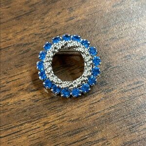 Vintage Dazzling Silver and Blue Gem Brooch